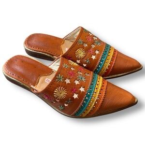 Authentic Moroccan Leather Babouche Mules | Handcrafted Fes Embroidered Slides 8